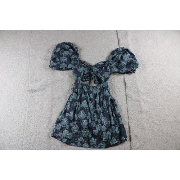 Karina Grimaldi Dress Medium Floral Print Lined Puff Sleeve Cut out Mini - Picture 2 of 8